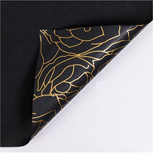 Flower Wrapping Paper Black Bouquet Packaging Materials Gold Foil Tissue Paper Home Decoration Party Wedding DIY Shoes Clothing Wraps (Black and Gold)