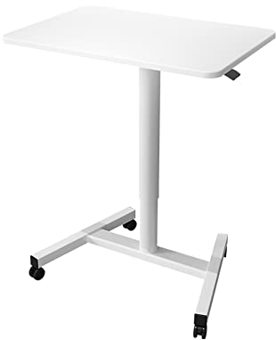 PeNbO Rednerpult-Podiumsständer, Ständer, mobiler rollender Laptop-Schreibtisch für das Heimbüro, tragbarer Boden mit Rollen/Weiß/Höhe 71/110 cm