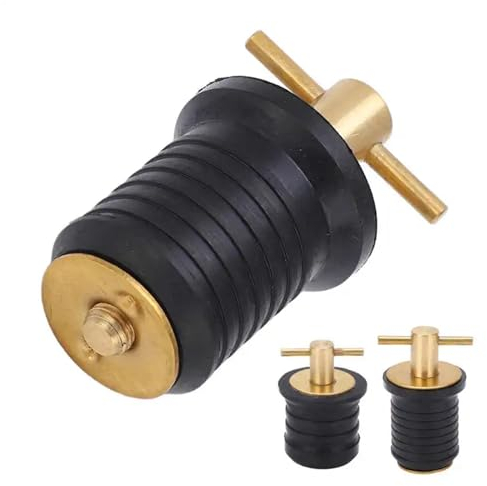 IGTOPS Messing T-Griff 1 oder 1-1/4 Ablassschraube für Boot,Lenzstopfen für Wasserabfluss, Ablassstopfen Marine Bootszubehör Bilgestopfen, Edelstahl Gummi Verschlussstopfen (Für 25MM Loch)