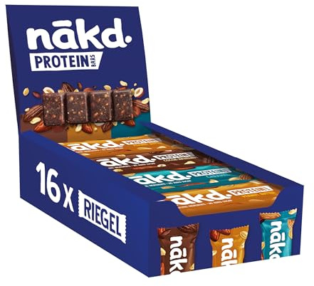 Nākd. Protein Pack Multisabores | Barritas Proteícas | 7g de Proteína de Origen Vegetal | Ingredientes 100% Naturales | Sin Azúcar Añadido | Vegano | 16 x 45g | 720g