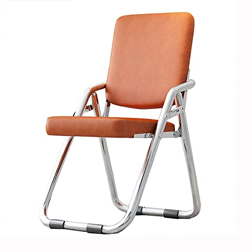 Klappstuhl aus Metall mit Rückenlehne – tragbarer & stabiler Esszimmerstuhl Klapphocker, bequemer PU-Leder gepolsterter Sitz, ideal für Basics Büro, Konferenzraum