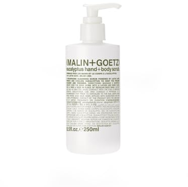 MALIN+GOETZ Eucalyptus Hand+Body Scrub | Resurfacing Cleanser Lactic Acid, Mandelic Acid, Pumice + Niacinamide | Deeply Cleanses, Smooths + Brightens | Vegan, Cruelty-Free, Paraben-Free (8.5 Fl Oz)