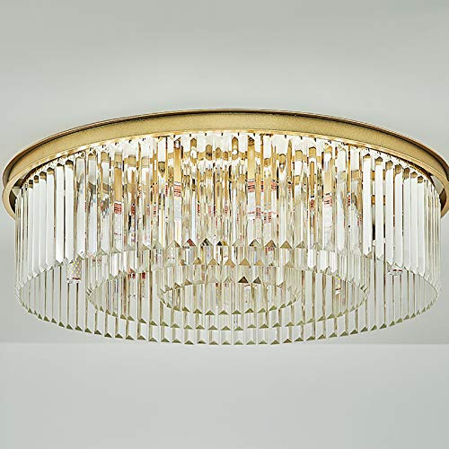 Esyogen Modern Kristall Kronleuchter LED Deckenlampe Deckenleuchte Lampe Wohnzimmer Beleuchtung, 8x E14, 15㎡-20㎡, Rund Kristall Hängeleuchte für Schlafzimme, Esszimmer, Wohnzimmer