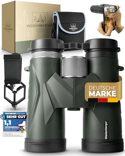 Weidenberger Fernglas 12x42, [TESTSIEGER] Magnesium Fernglas mit Nitrogenfüllung und wasserdicht, für Erwachsene, BAK4 HD Prisma + FMC Objektiv, auch Brillenträger geeignet (Grün, 12x42)