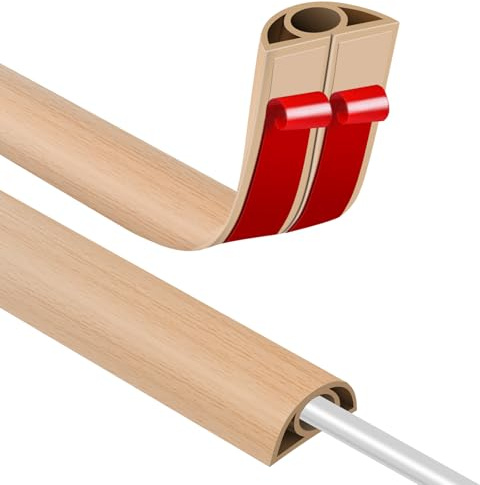 JAHOMFAI Kabelkanal Golv, Flexibel Liten Kabelkanal, PVC, Självhäftande, För alla Nätkablar, 3m x20mm, Lönn Trädåring