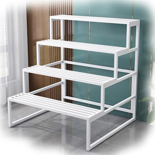 KADEUX Große Metall Blumenbank, Innen Außen Pflanzenregal 4 Ebenen Blumenleiter, Pflanzenleiter Gartenregal Für Balkon Terasse Wohnzimmer(39in/100cm)