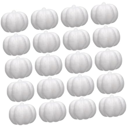 F Fityle 20Pcs White Foam Pumpkins Artificial Pumpkins Props Polystyrene Pumpkins Arts and Craft for Halloween School Project Holiday