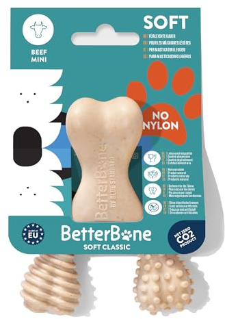 BetterBone - Tuggleksak för hund - Mini Soft Beef - Tuggben för hund nylon- och GMO-fritt baserat på cellulosa - Mjuk tuggleksak med utsökt smak av nötkött - Splitterfritt och hållbart tuggträ