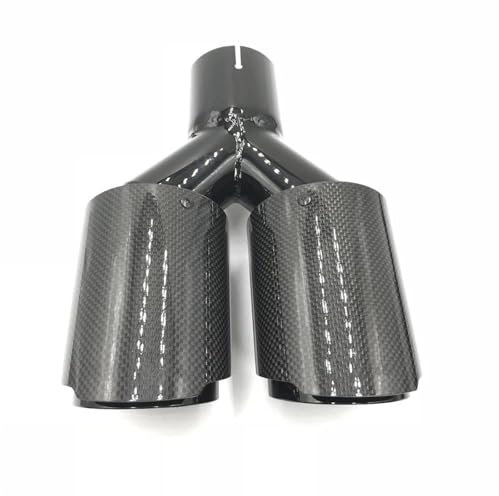 DZSLLOOI Auspuffblenden 1 Stücke 89 MM Out Universal Auto Styling Schwarz Farbe Auspuff Spitze Glänzend Carbon Faser Schalldämpfer Rohr Endrohrblenden Blende(48MM IN-76MM Out)