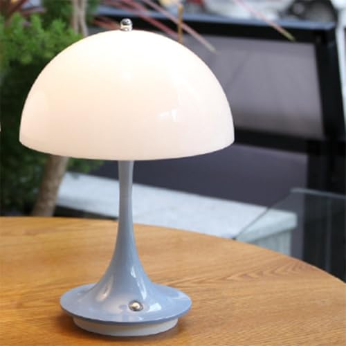LOGT LED Pilzlampen Kabellos Tischlampemit Touch Dimmbare Pilz Tischleuchte USB Aufladbar Nachttischlampe Mushroom Leselampe Innen Außen Tragbar Tischlicht Batteriebetriebene Nachtlicht,Blau