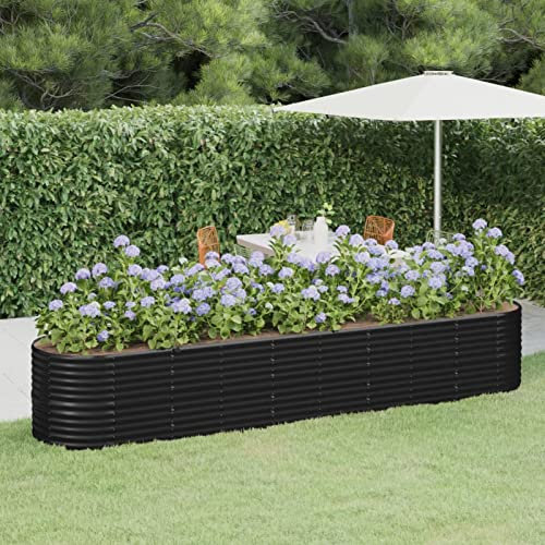 Xichuzi Hochbeet Pulverbeschichteter Stahl 368x80x68 cm Anthrazit, Palettenrahmen, Hochteich, Gemüsebeet, Kräuterregal Balkon, Blumenbeet, Kräuterspirale, Tomatenbeet, Pflanzhochbeet - 318966