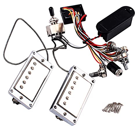 Aktiver Gitarren Humbucker und Batteriefach mit Potentiometer Gmh01 | Metall und Kunststoff, Silberne Ausführung, Standardgröße, Modell Gmh01, Klassischer Warmer Klang