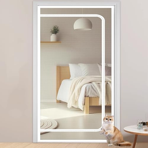 Rideaux Anti Mouches pour Porte Moustiquaire Porte Fenetre | Porte Grillagée pour Chat et Chien, avec Fermeture éclair, Résistante aux Animaux Domestiques
