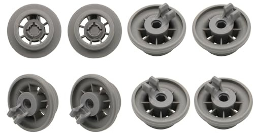 8Pcs Dishwasher Wheels Lower Basket Rack Wheel for Universal Dishwasher Bottom Wheels Parts Replacement Dishwasher Tray Small Roller for Bosch Siemem Kenmore Neff Whirlpool Cutlery Basket 165314