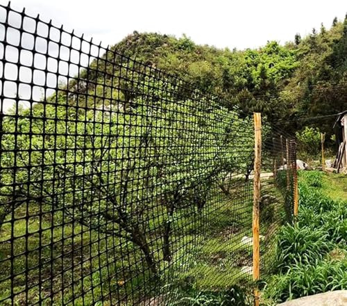 Durable Chicken Wire Fence Mesh Black Flexible Plastic Mesh Roll For Balcony Deck Garden Patio Pond Gate Attic(1.5x50m(5x164ft))