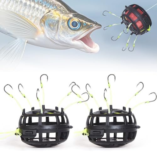 Anzuelo,2 Piezas Juego de Pesca,Jaula de Cebo,Accesorios de Pesca,Cesto para Cebos,para Lucio,Lucioperca,Perca y Trucha de Agua Dulce,Agua Salada