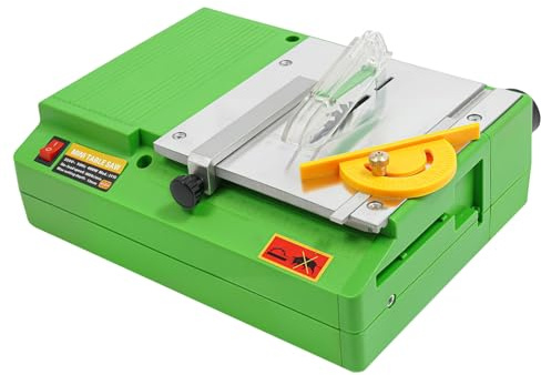 Mini sierra circular de mesa de 480 W, sierra de mesa eléctrica con 8800 rpm, para madera, metal y plástico, mesa multifunción para cortar, pulir y grabar, diseño portátil para taller y proyectos de