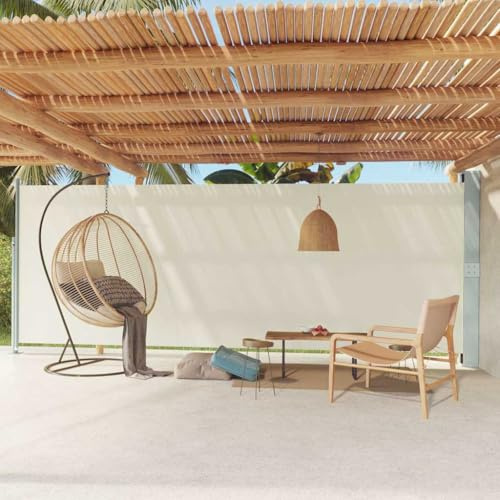 Sunnyshade Sombrilla, toldo lateral extensible, 200 x 600 cm, crema para balcón, terraza, jardín