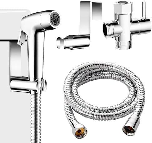 Handheld Toilet Bidet Sprayer for Toilet-Adjustable Water Pressure Control with Hose for Feminine Wash, Stainless Steel Brushed Nickel Bidet Faucet Cloth Diaper for Baby Wash