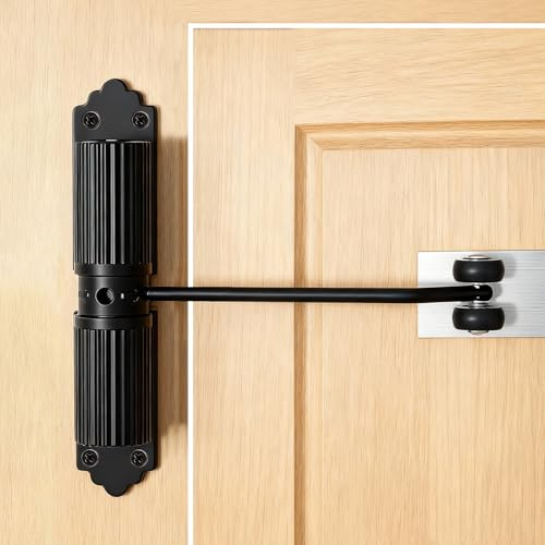 Automatic Door Closer – Adjustable Spring Tension with Smooth Roller – Quiet Soft Close Aluminium Door Closer for Internal & External Doors, Home, Office, Garden Gate