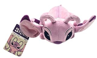 Disney Stitch Estuche Angel Rosa | Estuche de peluche para niños | Estuche suave con cremallera | Divertido estuche para lápices | Stitch para niñas y niños | aprox. 24 cm