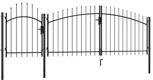 Mokuyary Gartentor Stahl 2x4 m Schwarz Zauntür, Gartentür Zauntor Zaun, Hoftür Tor für Garten, Hinterhof, Terrasse