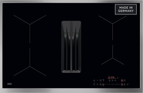 AEG Induktionskochfeld 80 cm mit integr. Dunstabzug, PowerBoost, TT84CA0FRB | Made in Germany, automatische Dunstabzugssteuerung, DirectTouch Slider, Aktivkohlefilter für bis zu 1 Jahr frische Küchenluft