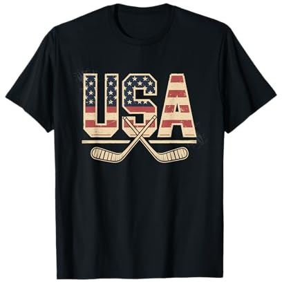 Camiseta De Hockey con Bandera Americana para Hombre Y Niña, Camiseta