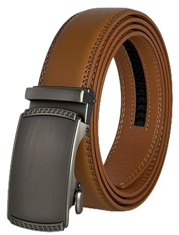 CINCTURE Leather Ratchet Belt for Men – Genuine Leather Automatic Buckle Dress Belt, Adjustable Trim to Fit, Click Lock Formal & Casual Belt for Jeans, Trousers & Business Wear,