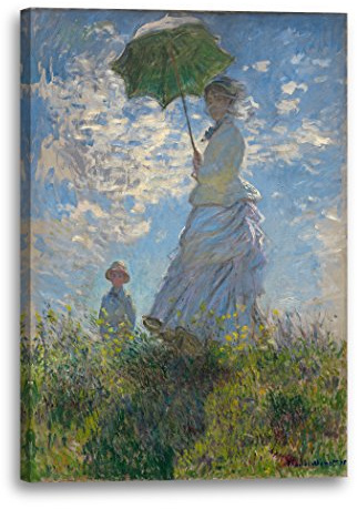 Printed Paintings Leinwand (40x60cm): Claude Monet - Frau mit Sonnenschirm - Madame Monet mit Ihr