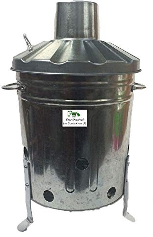 Small Medium Large 15L 60L 90L Litre Metal Galvanised Garden Incinerator Fire Bin Burning Leaves Paper Wood Rubbish Dustbin Shovel and Poker Made in U. K. (15L INC Onlly)