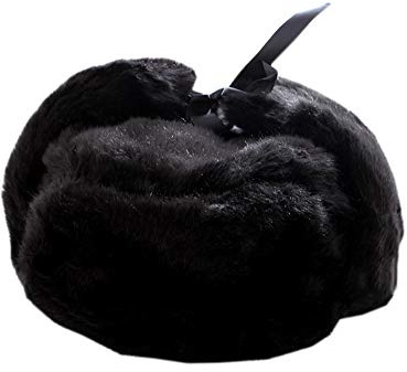 DianShaoA Unisex Fellmütze Kunstpelz Pelzmütze Wintermütze Mit Ohrenschützer Warm Weich Schwarz L