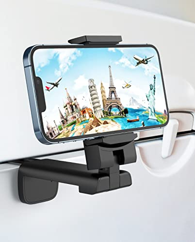 MiiKARE Portable Airplane Phone Holder 360° Rotation Phone Holder for Plane,Hands-Free Travel Essentials for Flying,Foldable Pocket-size Phone Stand Holiday Essentials Compatible iPhone&Android,Black