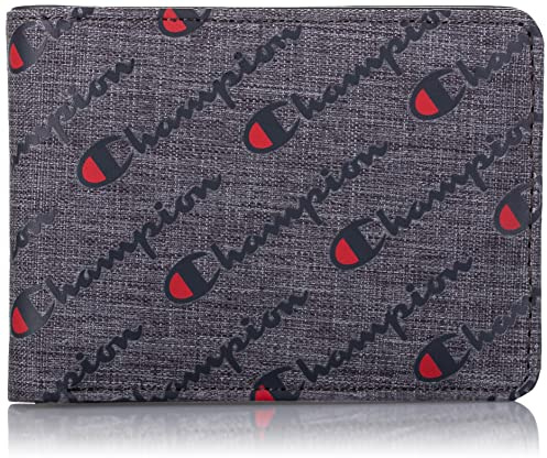 Champion Men's Graphic Bi-Fold Wallet, Dark Grey, One Size