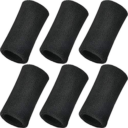 WILLBOND 6 Inch Wristbands Paris Sports Competitions Supplies Sport Long Wrist Bands Sweatband Elastic Athletic for Gym Tennis Outdoor Activity(Black)