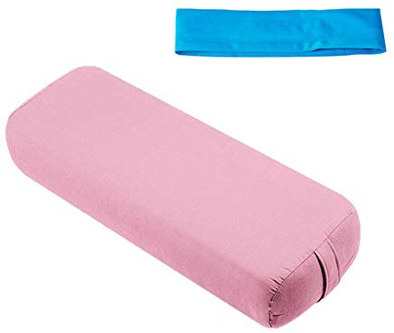 AIZYR Rechteckig Meditationskissen mit Antitranspirant Band, Yoga-Kissen mit Tragegriff für Körperformung, Fitness, Bewegung,Rosa