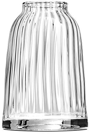 KUBUS Glass Flower Vase 19.5cm, Posy Vase, Mouth Blown, Thick, Heavy & Robust, For Wedding, Living Room & Garden, Centerpieces, Ribbed Pattern