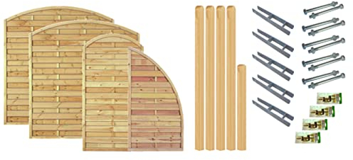 TETZNER & JENTZSCH Zäune Madison 1 I Sichtschutz Zaun 180 x 180cm Graugrün I Gartenzaun aus Holz für den Sichtschutz I Zaun mit Lamellenwand I Gartenzaun Komplettset mit Trennwand für den Windschutz