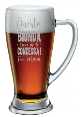 Colorfamily Boccale da birra con incisione Personalizzato Questa bionda è l'unica che ti è concessa! - personalizza con il nome della tua lei - bicchiere in vetro 38 cl
