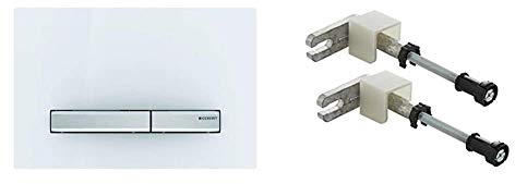 Geberit Betätigungsplatte Sigma 50 (für 2-Mengen Spülungen, Betätigung von vorne, Farbe weiß alpin) 115788112 & 111.815.00.1 Duofix Vorwandmontage-Bausatz, für Massiv- oder Ständerwand