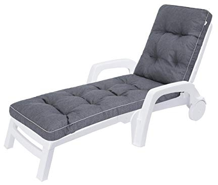 HOBBYGARDEN Auflagen für Deckchair, Liegenauflage, Gartenliege Auflage 201x55x8 cm Bequeme Polsterauflage für Sonnenliege, Liegestuhl, Kissen in Navyblau