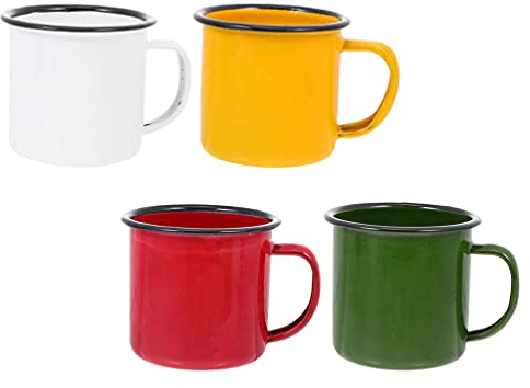 Cabilock Emaille Rohling Emaille Tasse Schwarz Matt 4 Pcs Emaille Camping Becher Set Tee für Angeln Jagd Outdoor Verwenden (Sortiert) Emaille 150ml Emaille Tasse 200ml