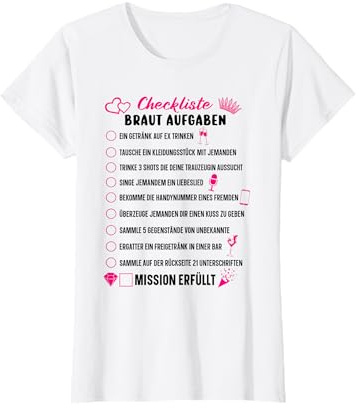 Checkliste Braut Aufgaben JGA Hochzeit Junggesellenabschied T-Shirt