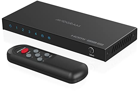 Switch HDMI 4K 60Hz, AVIDGRAM HDMI 2.0 Switcher 4 In 1 Out, Selettore HDMI a 4 porte con telecomando IR Supporto HDCP 2.2 HDR10 3D 18 Gbps, Compatibile con Xbox, PS4, HDTV, Monitor