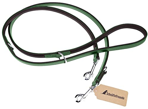 Schnüffelfreunde Hundkoppel av Läder I Läderkoppel för hunden I Koppel för Hundar (230cm, Grönt)