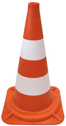 Dörner + Helmer Coni di avvertimento impilabili 500 mm di altezza, capanna stradale, pilone, in polietilene, a righe, rosso/bianco