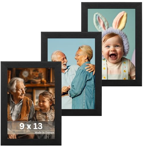 Victor set de 3 cadres photo Nolde noir en 9x13 cm – bar : 11 x 13 mm – verre acrylique incassable – décoration pour la maison