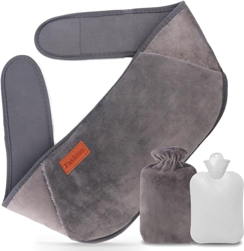 Fesaizwi Hot Water Bottle Belt UK 3-in-1 Hot Water Bottle Belt, 1 Litre with Cover, Cat Heat Animal, Perfect for Back, Belly and Neck