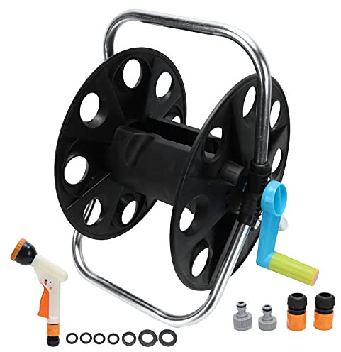 EDDGE Enrouleur de Tuyau Kit de Support d'enrouleur de Tuyau d'arrosage avec pulvérisateur G1/2 G3/4 Organisateur de Stockage de Tubes Outil d'enroulement