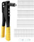 QWORK® Pop Rivet Gun Kit with 200 Rivets, 4 Sizes 2.4mm 3.2mm 4mm 4.8mm for Automotive, Railway, Furniture